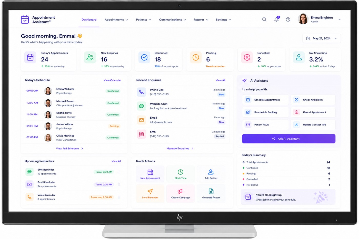 Appointment Assistant dashboard screenshot