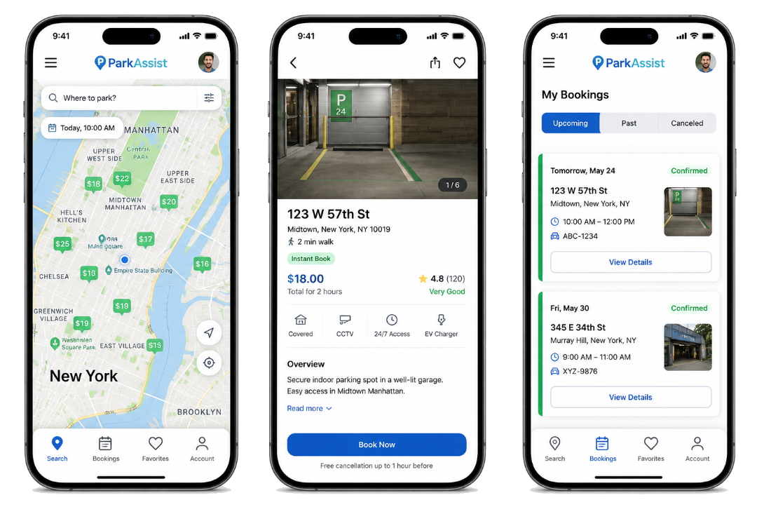 Park Assist app screenshots